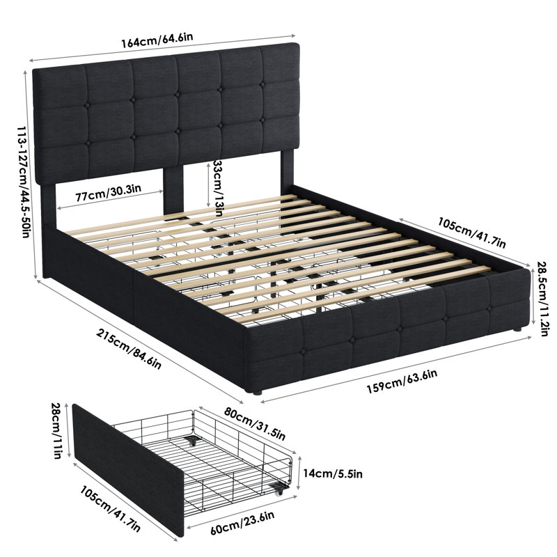 Ebern Designs 3 Piece Bedroom Set with Storage Bed