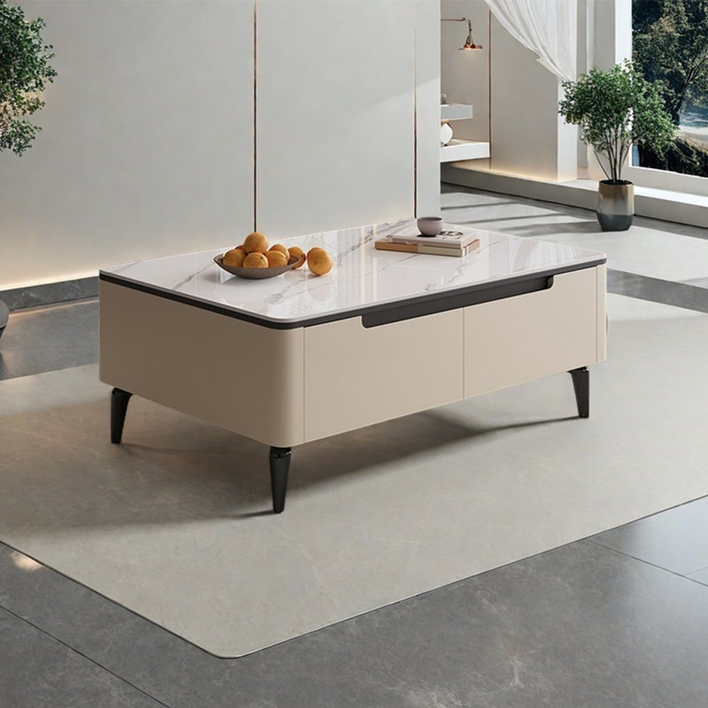 Table basse Cream Wind, Noir / blanc cassé, H 15,7 po x L 47,2 po x l 23,6 po