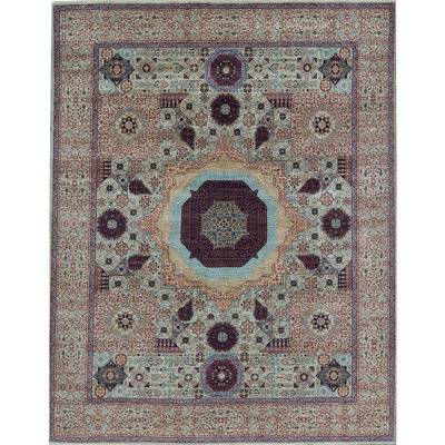Tapis vert clair de haute qualité noué à la main Ziegler