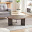 Table basse ronde avec surface en bois et pieds en métal-286683886