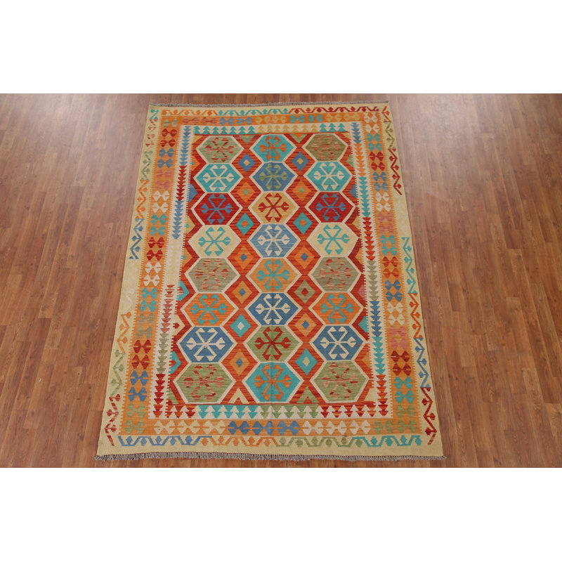Tapis géométrique réversible en laine 6 x 9