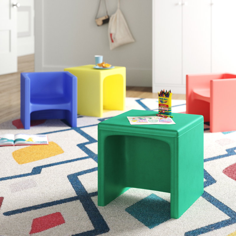 3-N-1 Cube Chair, Green/Blue/Brown