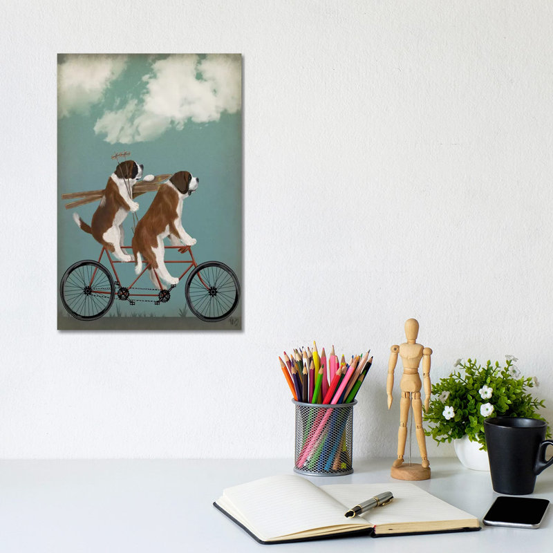 St. Bernard Tandem 1 Piece Wrapped Canvas Wall Art, 30.48cm H x 20.32cm W x 1.91cm D