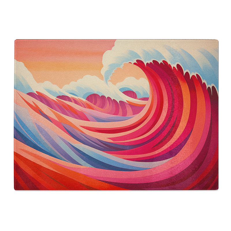 Wave Geometric  Glass Chopping Board