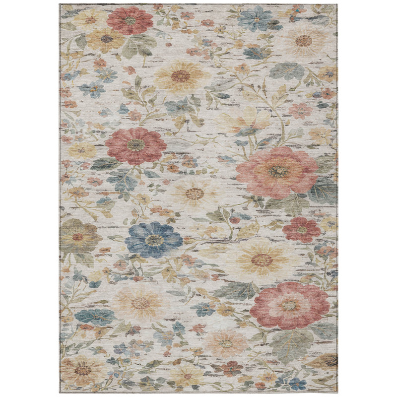 Machine Washable Indoor/Outdoor Chantille ACN2943 Floral Rug, 9' x 12'