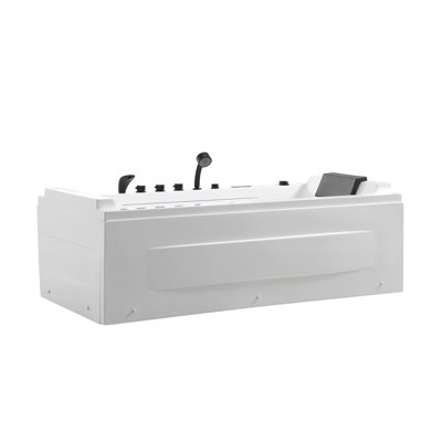 71 In. Alcove Whirlpool Air Combination Bathtub Rectangular Bath With Left Drain - Black Tub Filler In White