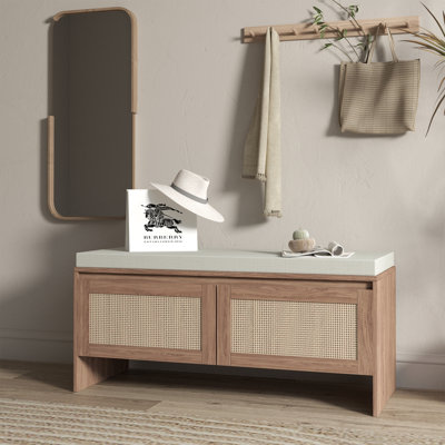 PP Rattan Storage Bench with Cushion