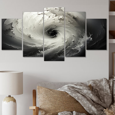 Grey Abstract Whirlwind Storm III - Landscapes Wall Art Living Room - 5 Panels