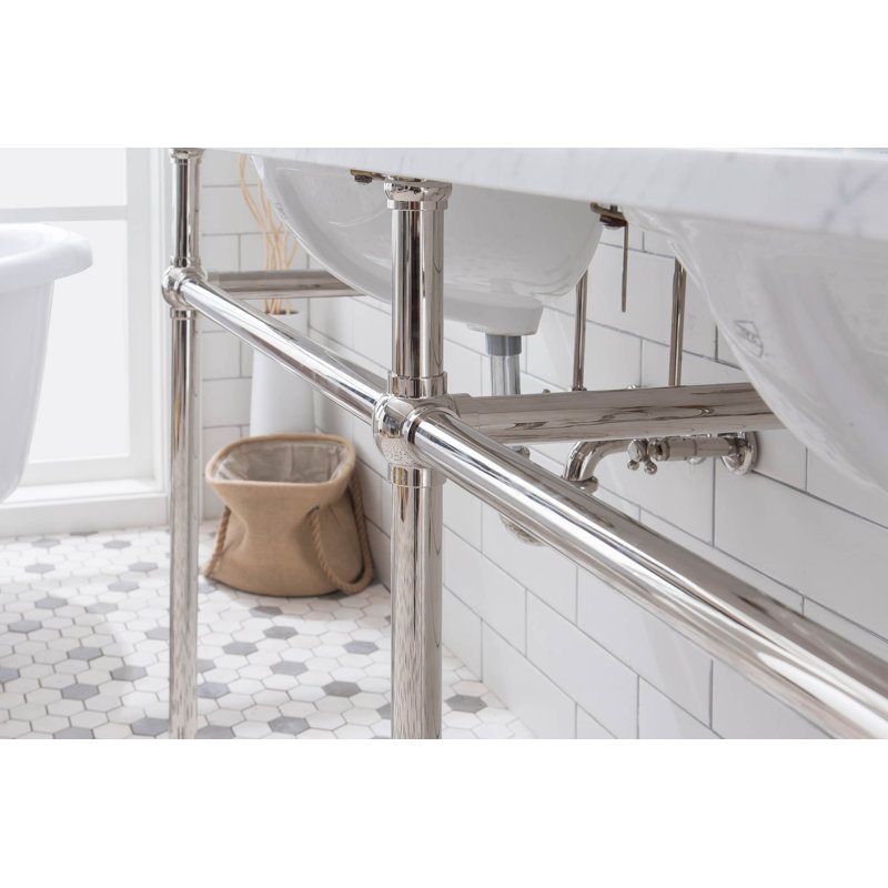 Embassy 33" Tall Stone Oval Console Bathroom Sink with Overflow, Polished Nickel