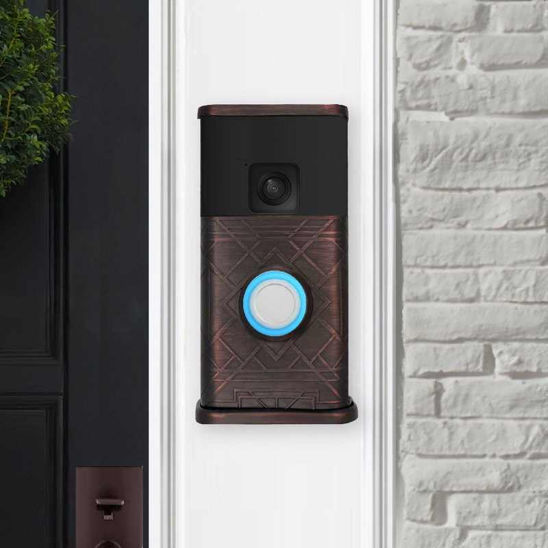 Housse de sonnette vidéo Art Deco - Compatible avec sonnette de porte (2024), Bronze huilé