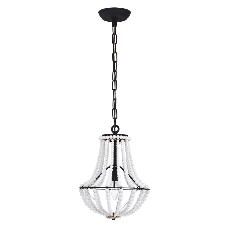 Lustre suspendu bohémien à perles blanches 11 pouces Rosa