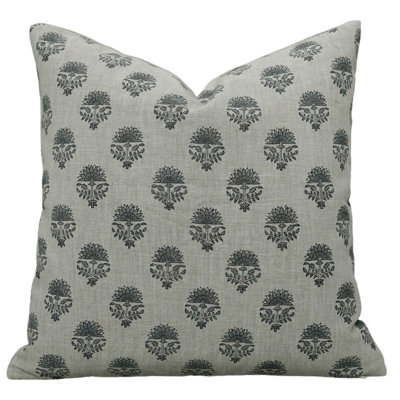 "Fabdivine Pure Linen Throw Pillow Cover - Handloom Print, Square, Sustainable, Cozy 20"x20"