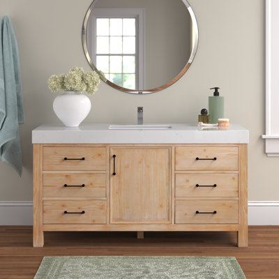 Leon 60'' Single Bathroom Vanity with Engineered Marble Top
