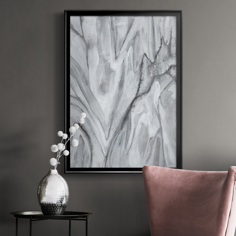 Marbré blanc II - reproduction d'art sur toile, Cadre noir, H 30,5 po x l 22,5 po x P 1 po