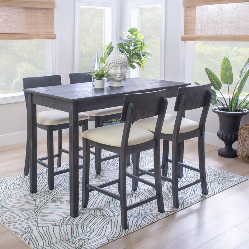 Entwistle 4 - Person Four Leg Dining Set, Dark Charcoal
