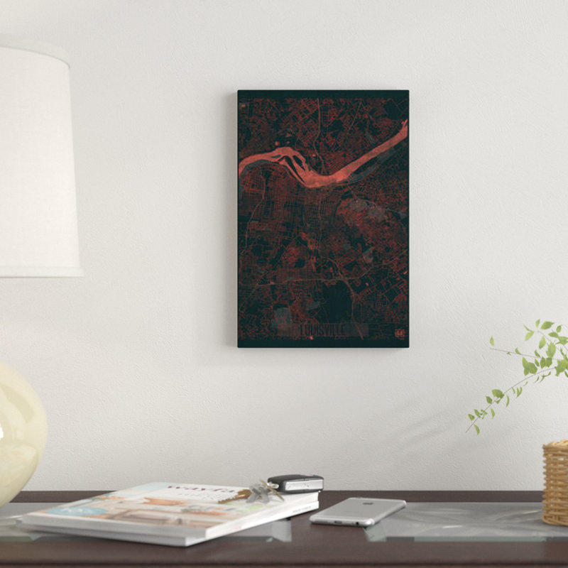 « louisville infrared urban blueprint map », reproduction d’impression sur toile, H 40 po x l 26 po x P 1,5 po, Toile tendue