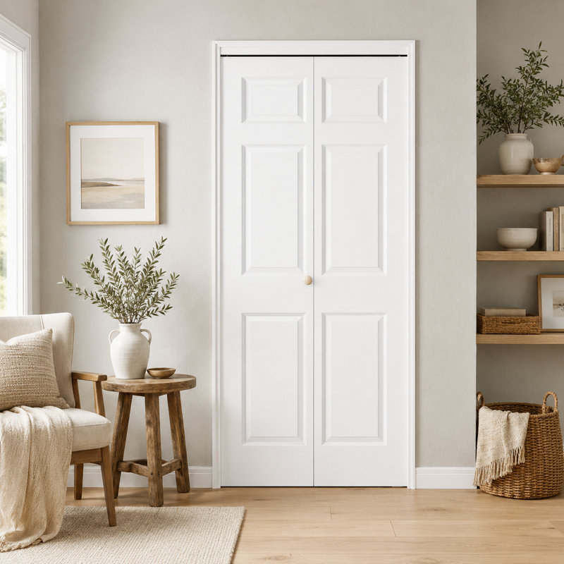 Porte pliante en bois apprêté blanc 28 po x 80 po à 3 panneaux avec quincaillerie, 28" x 80"
