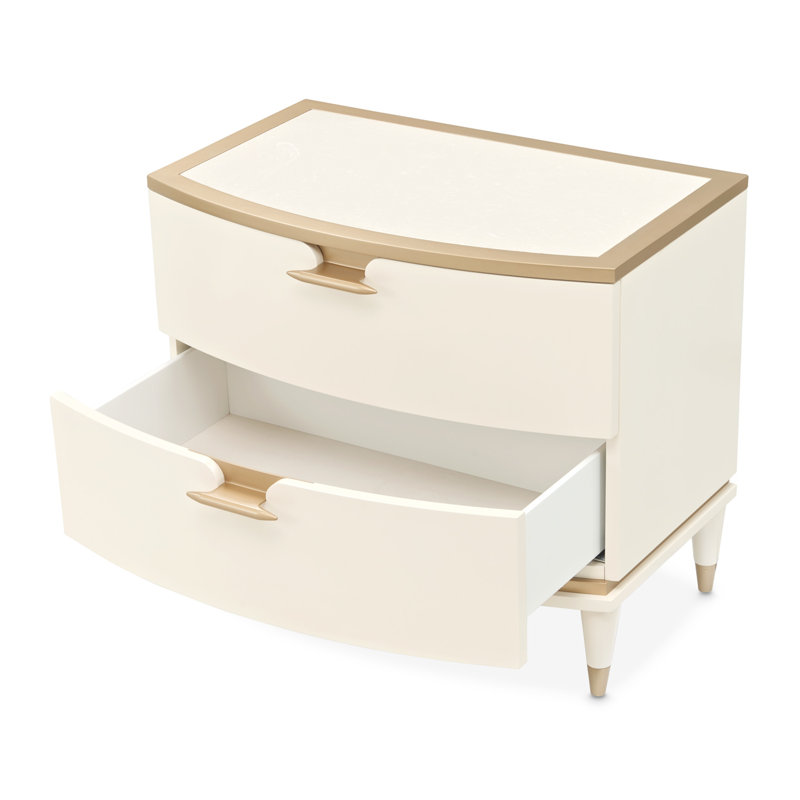 La Terrazza Nightstand, Large - Creamy Pearl