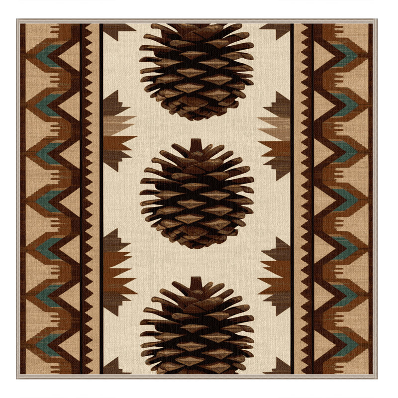 Washable Pinecone Southwestern Area Rug, Square 3'