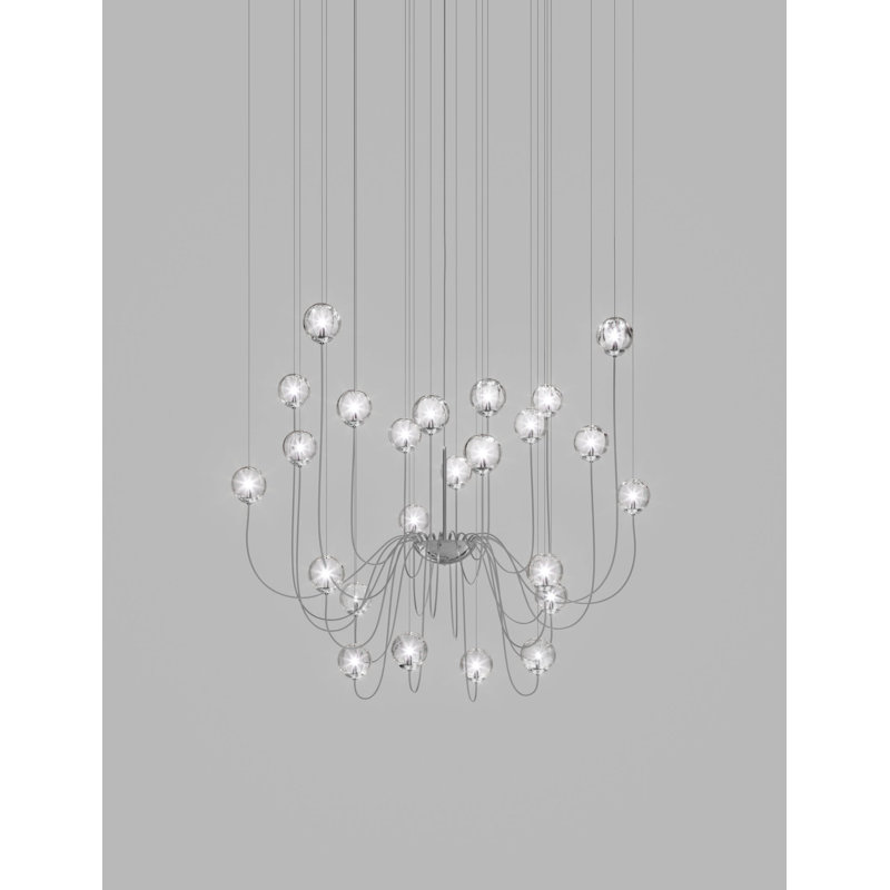 Puppet 24 - Light Chandelier, Crystal Transparent, Glossy Chrome