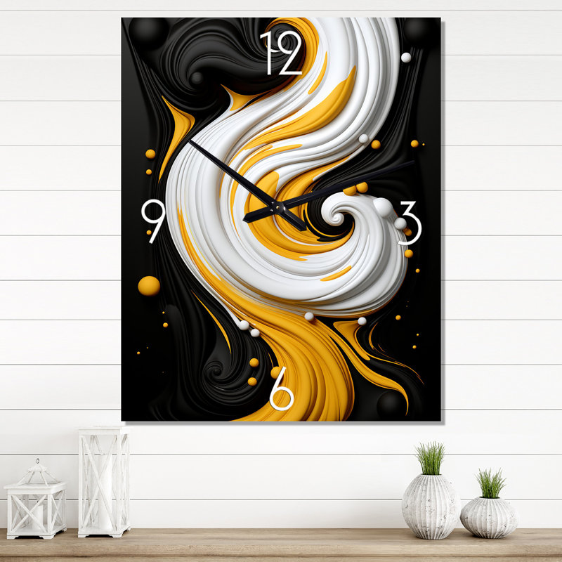 Horloge murale liquide sur fond blanc abstrait III - formes abstraites surdimensionnée, Grand