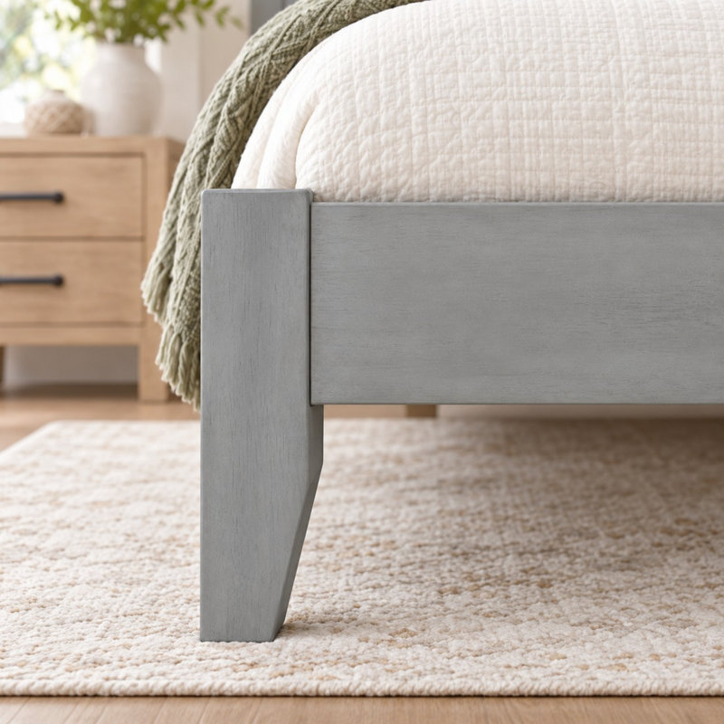 Upholstered Platform Bed with Tufted Headboard and Wood Slat Support