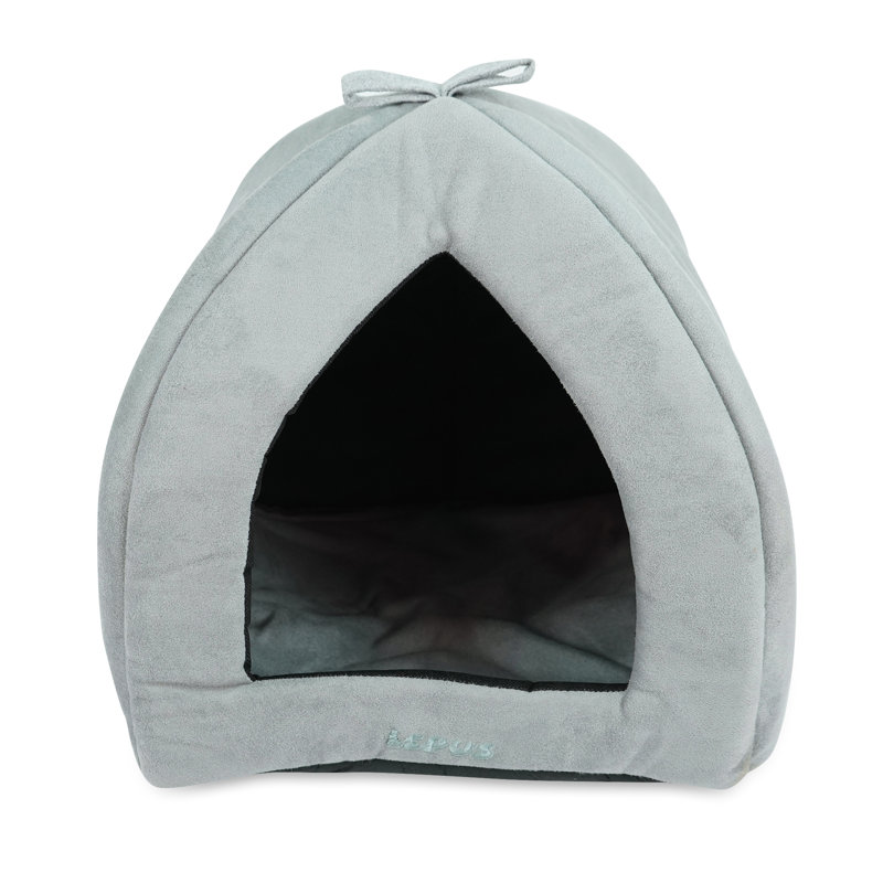 Lit pour chien à capuche, Petit (l 13,8 po x P 13,8 po x H 13,8 po), Gris