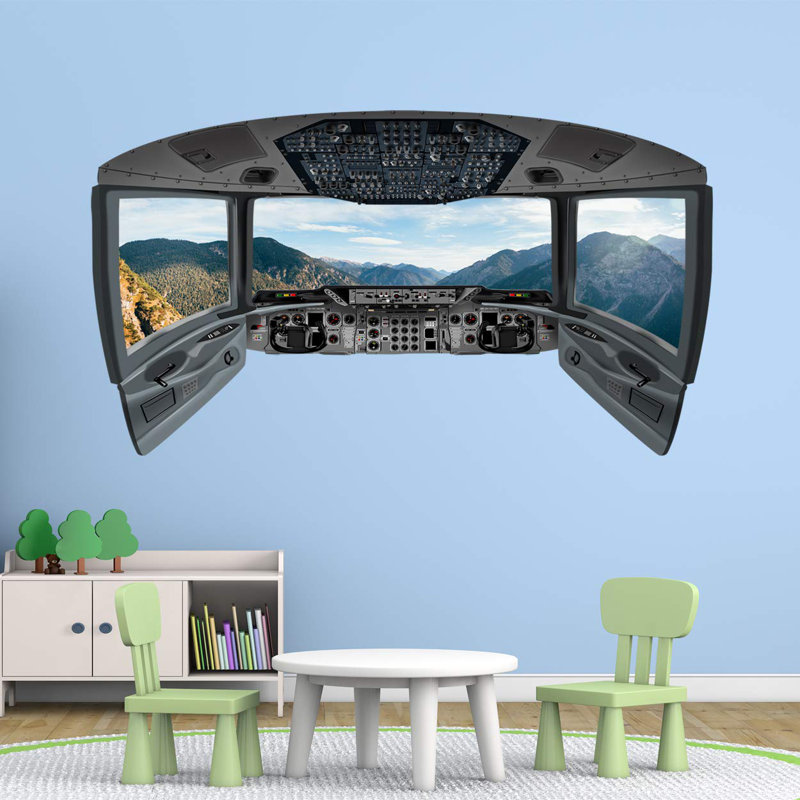 Murale de fenêtre avion cockpit mountain Ranbir, H 24 po x l 40 po