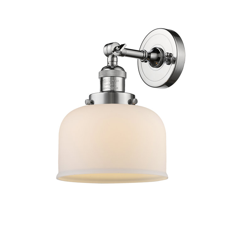 Bell - 1 Light 8" Sconce, 6 Watt Vinage LED Bulb, Polished Chrome, Matte White Cased