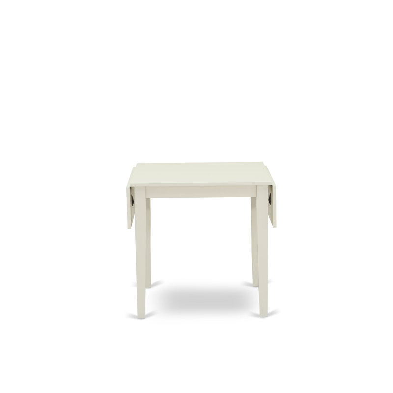 Rectangular Solid Wood Top With Dropleaf Dining Table Set, Lin blanc, Gris / Blanc, 3 Pieces: 1 Table, 2 Chairs