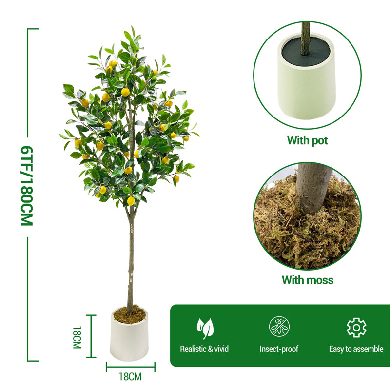 6FT Artificial Trees for Indoor/Outdoor Decor Lifelike Faux Tree with Planter, for Thanksgiving, Christmas, Home Office, Wedding & Party Gift