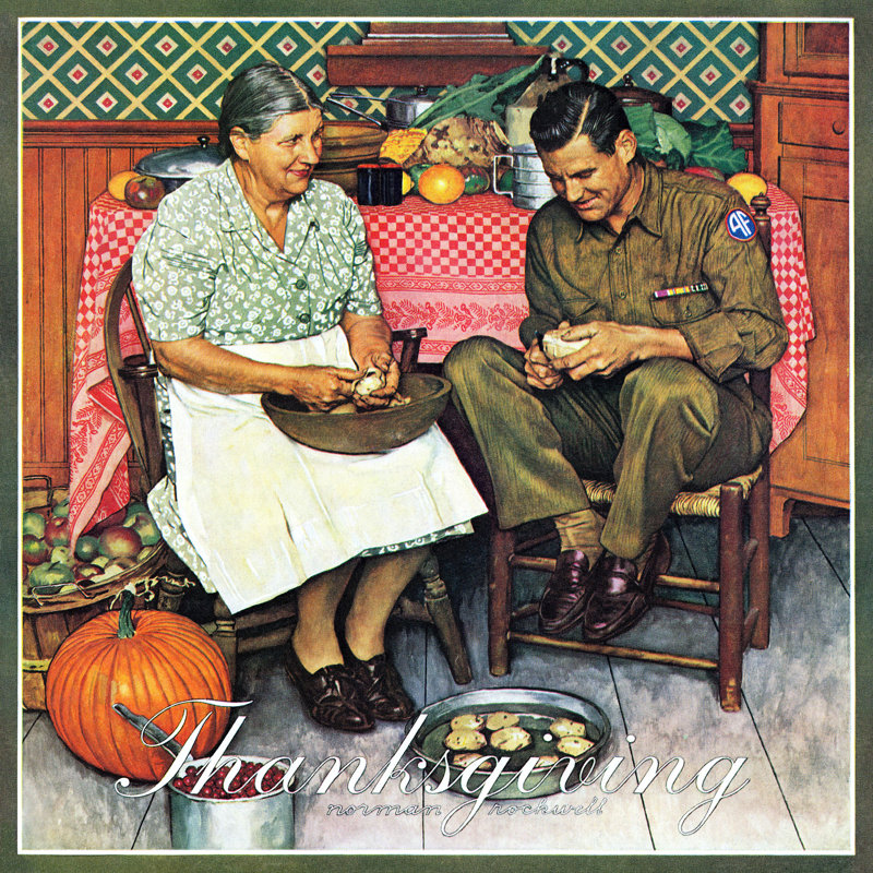 «Home For Thanksgiving» par Norman Rockwell, reproduction d'art sur toile tendue, H 32 po x l 32 po