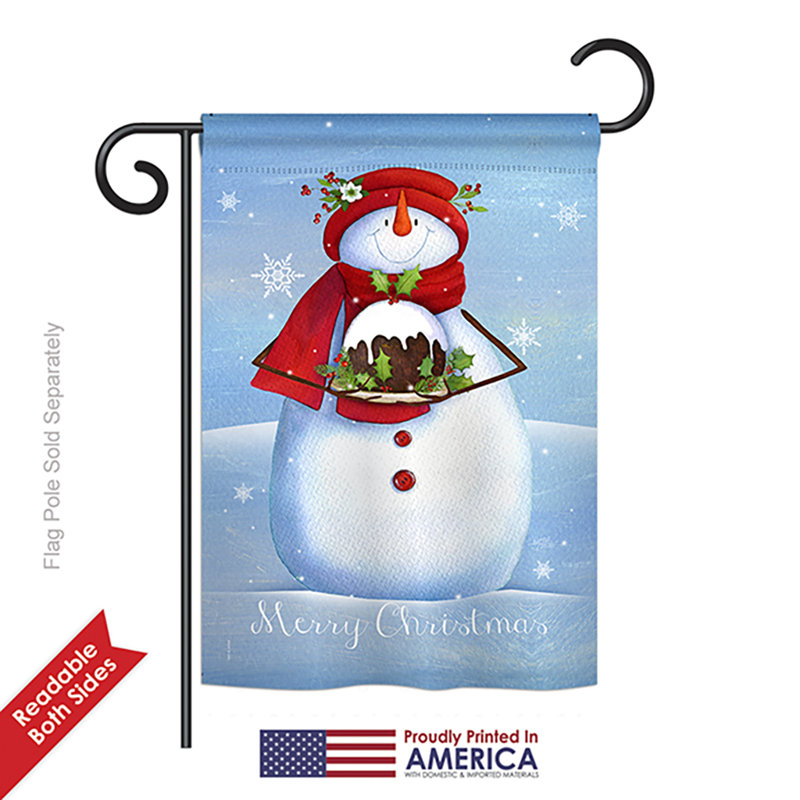 Drapeau de maison / jardin 19 pi x 13 po Warm Wish Snowman Winter Seasonal Impressions, Bleu pâle, Polyester