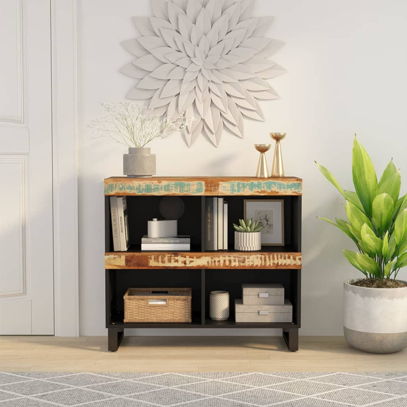Torzsok 75cm H x 85cm W Iron Standard Bookcase, Reclaimed Wood