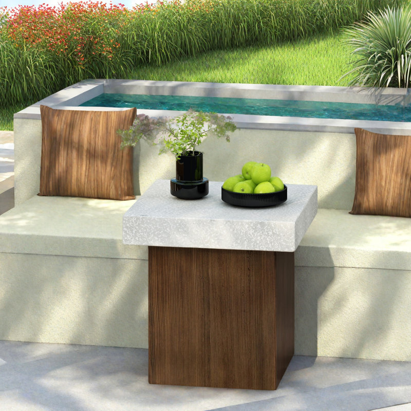 Table d'appoint carrée MGO [Plateau (blanc antique) + base (naturel)]