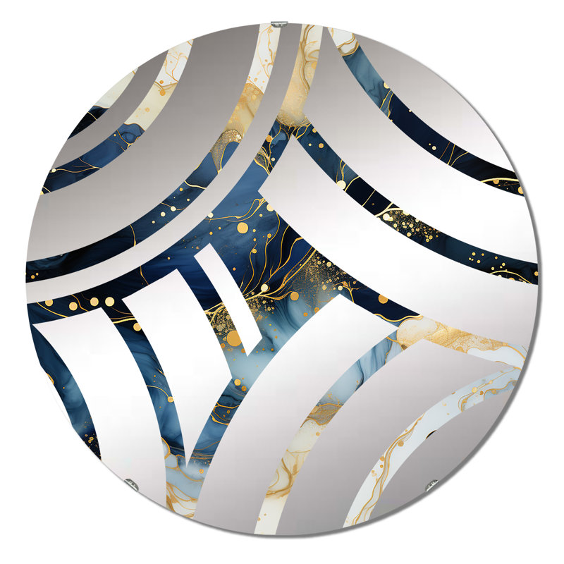 Miroir décoratif à motif de centre céleste or et bleu, 31,4 po x 31,4 po