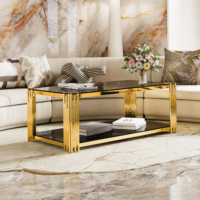 Table basse rectangulaire moderne, rectangulaire, asymétrique et inférieure, 47,5 po