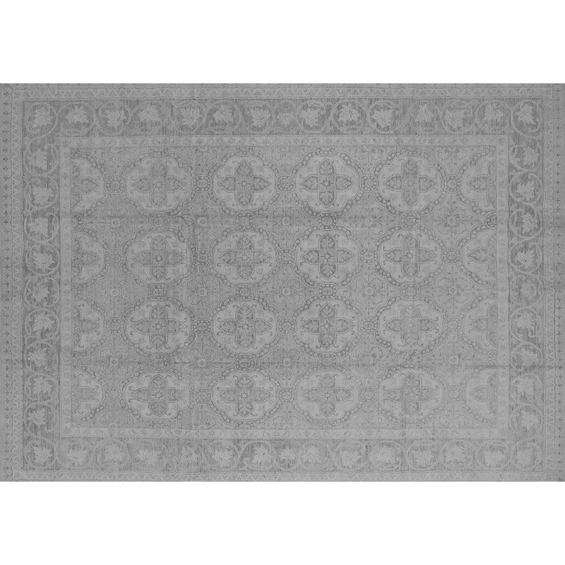 Tapis oriental gris tissé à la machine en polyester / chenille 7 pi x 9 pi Oriental, Rond 7 pi