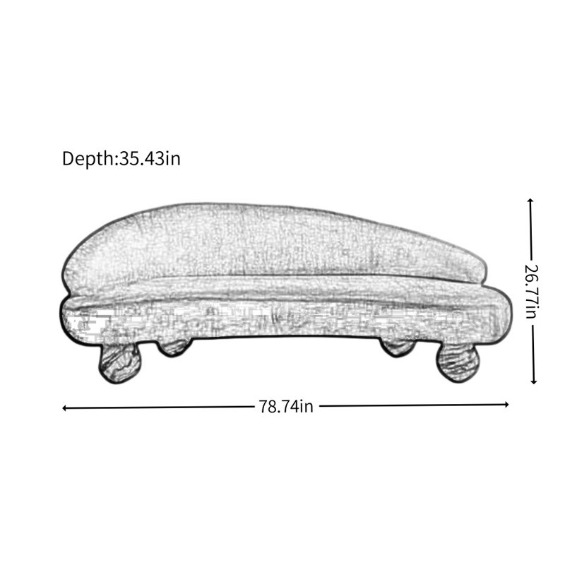 French Retro Curved Three-seater Sofa