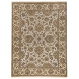 Hand Knotted Wool Area Rug in Ivory And Gold