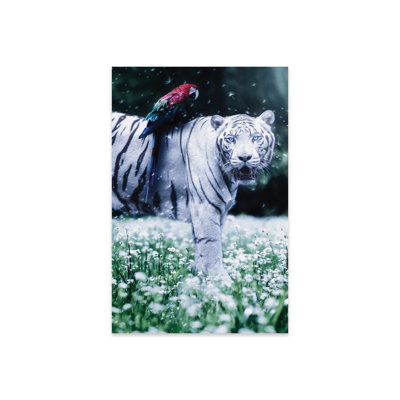 White Tiger Parrow And Flying Dandelions