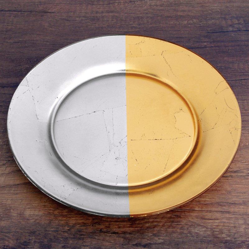 Assiette plate 10,5 po, Argenté/doré