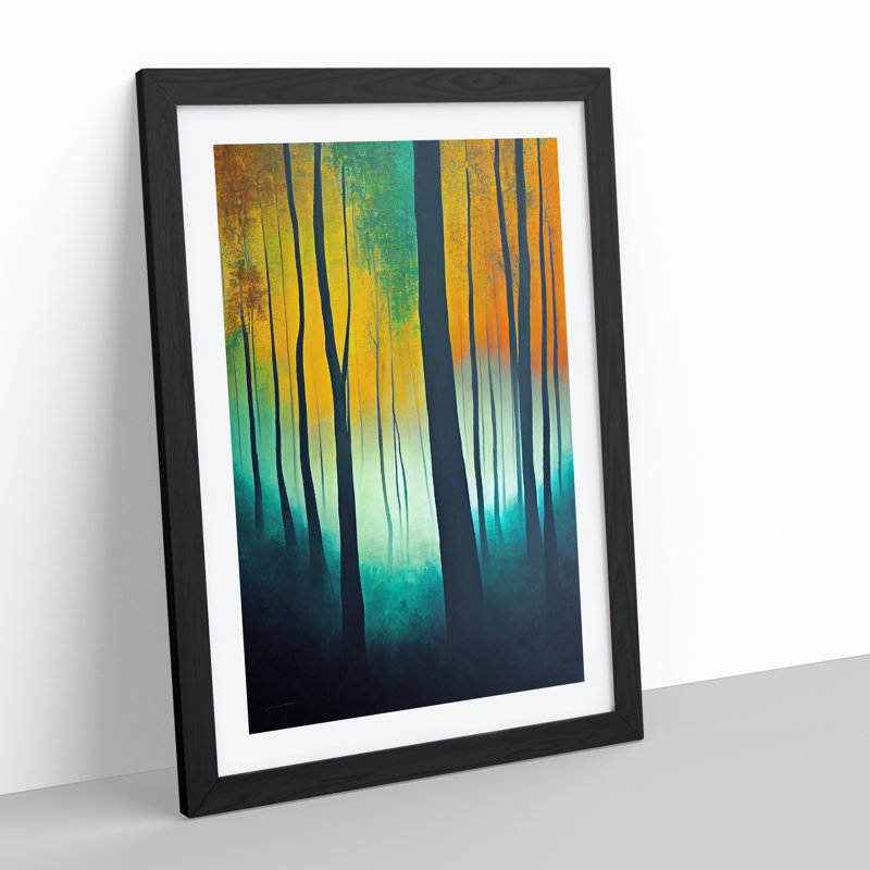 Vibrant Forest No.4 - Wall Art, 48cm H x 36cm W, Black Framed Paper, White