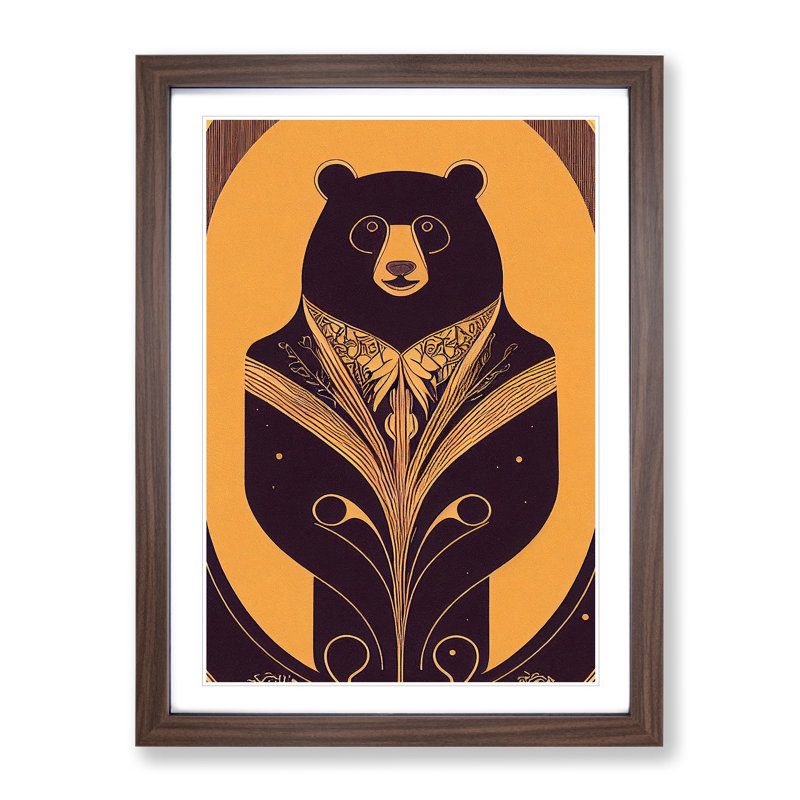 Bear No.4 - Single Picture Frame Print, 34cm H x 25cm W x 2cm D, Walnut Framed