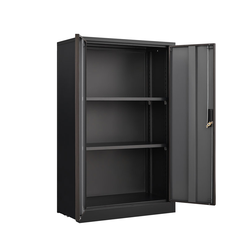 Armoire de rangement en métal avec portes verrouillables et tablette réglable, armoire de rangement pliante, armoire de rangement pliante pour bureau à domicile, école, garage, noir