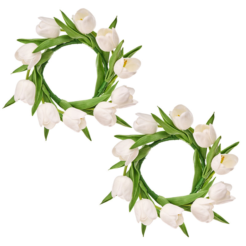Anneau de bougie 11 "Pu Tulip, Blanc