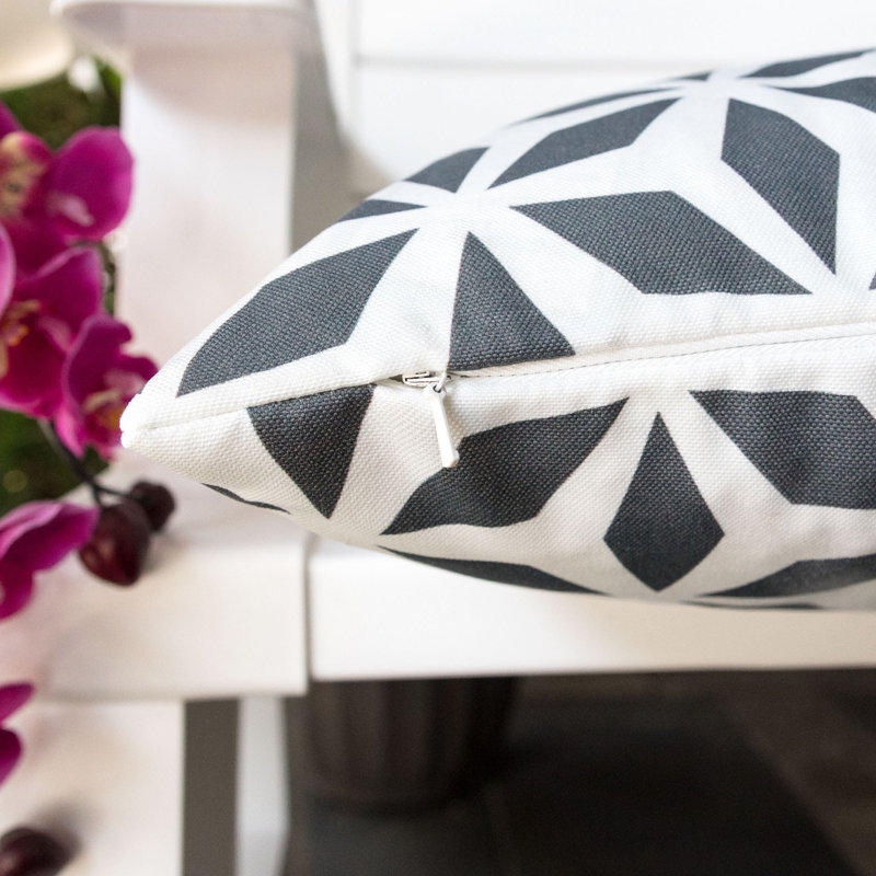 Geometric Outdoor Reversible Throw Pillow, Black, 18" X 18"