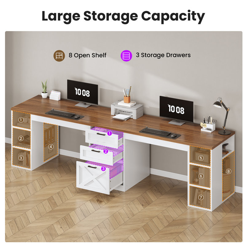 Bureau de direction 96,5 po, Brun / Blanc