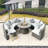 Orsin 9 Piece Outdoor Conversation Set With Fire Pit Table