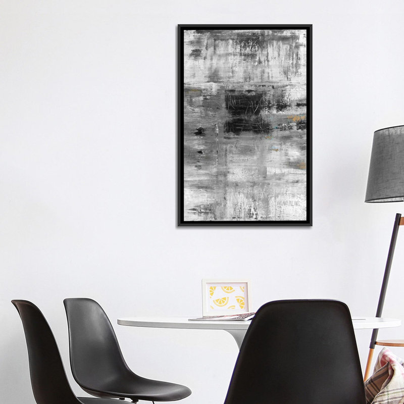 Ciel, H 40 po x l 26 po, Noir / Blanc / Doré, Toile à cadre flottant noir